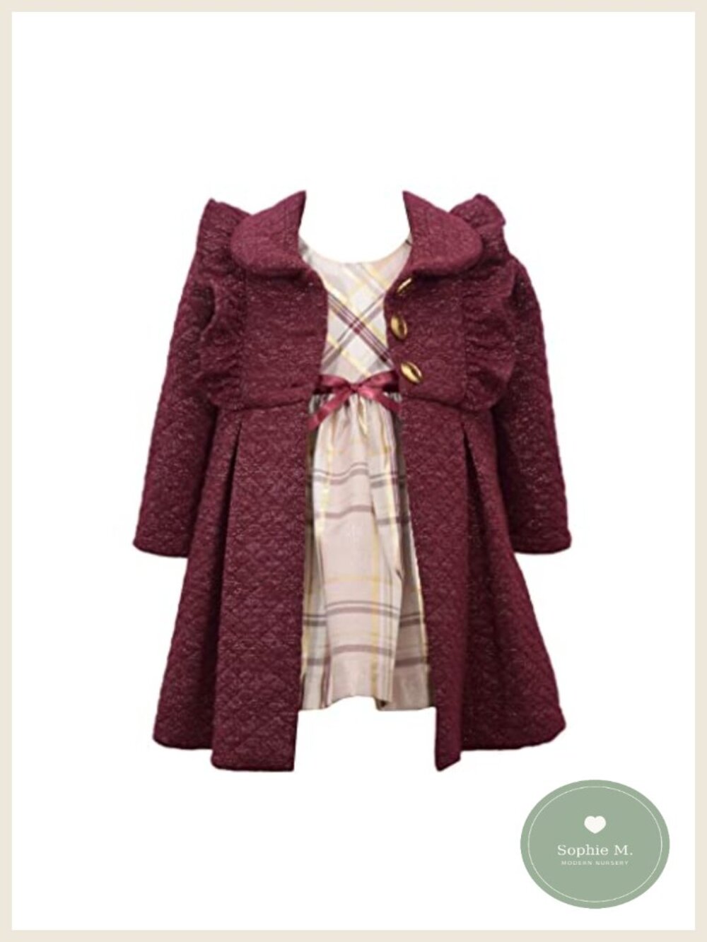 Girls Holiday Plaid Dress and Coat Set Special Occasion Outfit